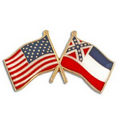 Mississippi & USA Crossed Flag Pin